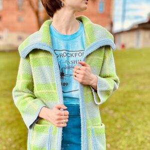 Vintage 1960s Joan Marie Long Plaid Sweater